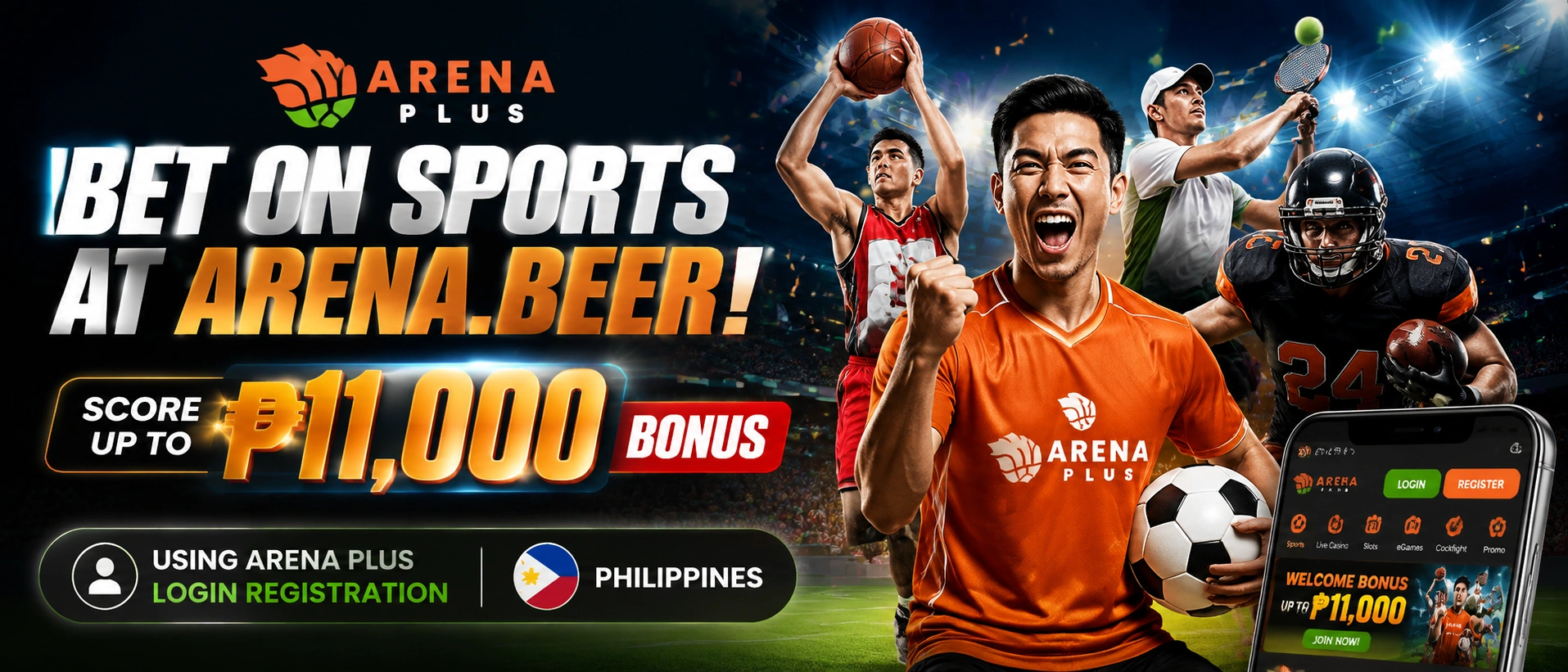 Sports banner with match-focused layout